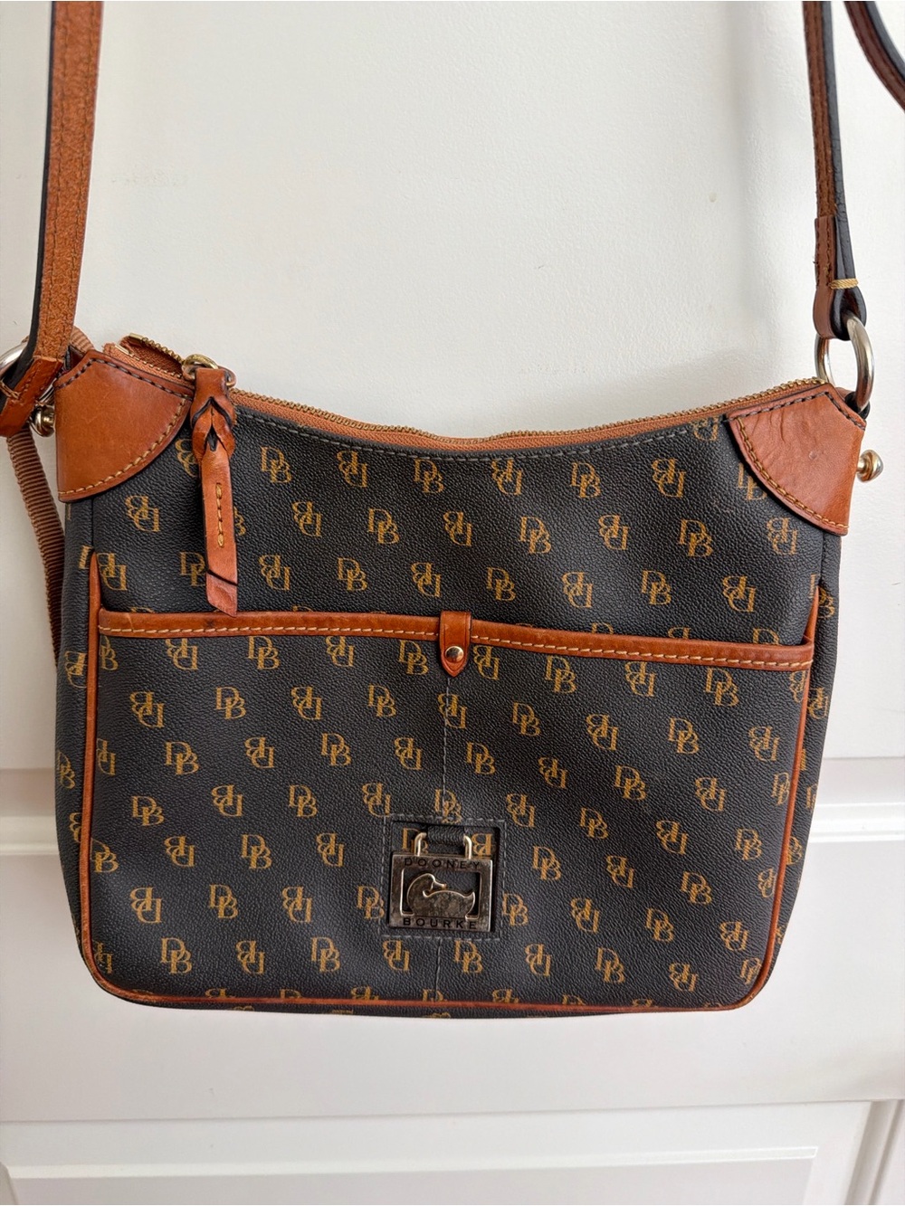 Dooney & Bourke Black and Brown Monogram Shoulder Bag
